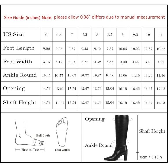 Women Black 1 Chunky Heel Pointed Toe Side Zipper Fall Dressy Comfortable Boots - Picture 9 of 9